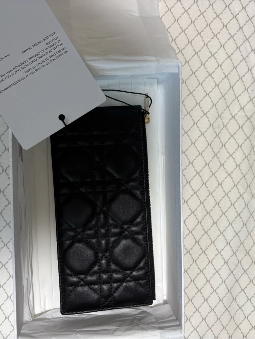 NWT Authentic Dior Black Quilted Leather Zip Pouch (2025)